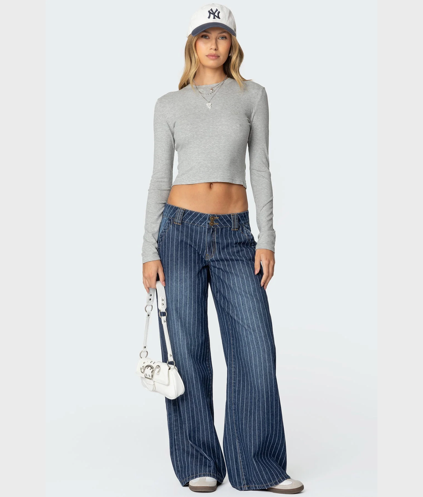 Striped Low Rise Baggy Jeans