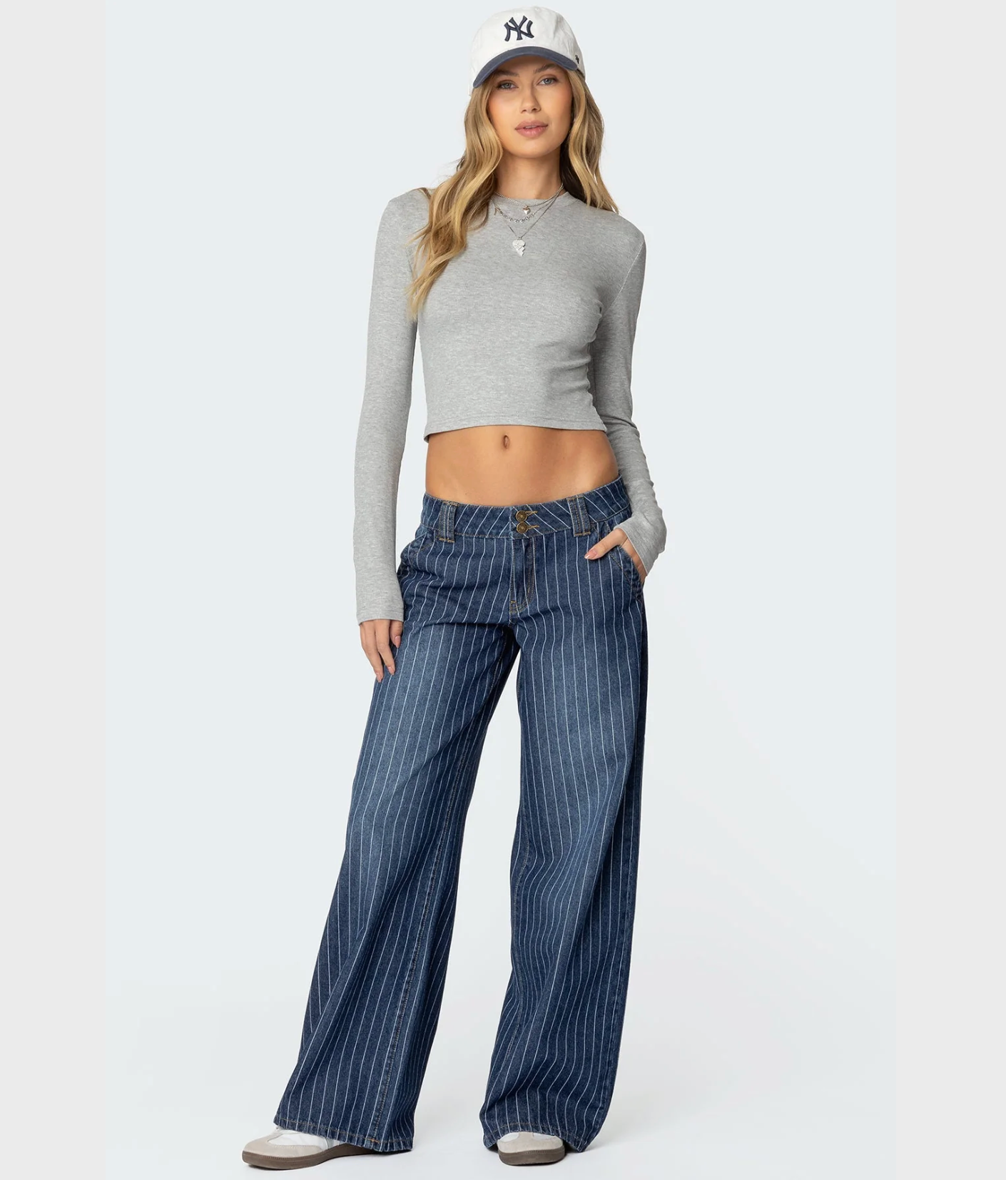 Striped Low Rise Baggy Jeans