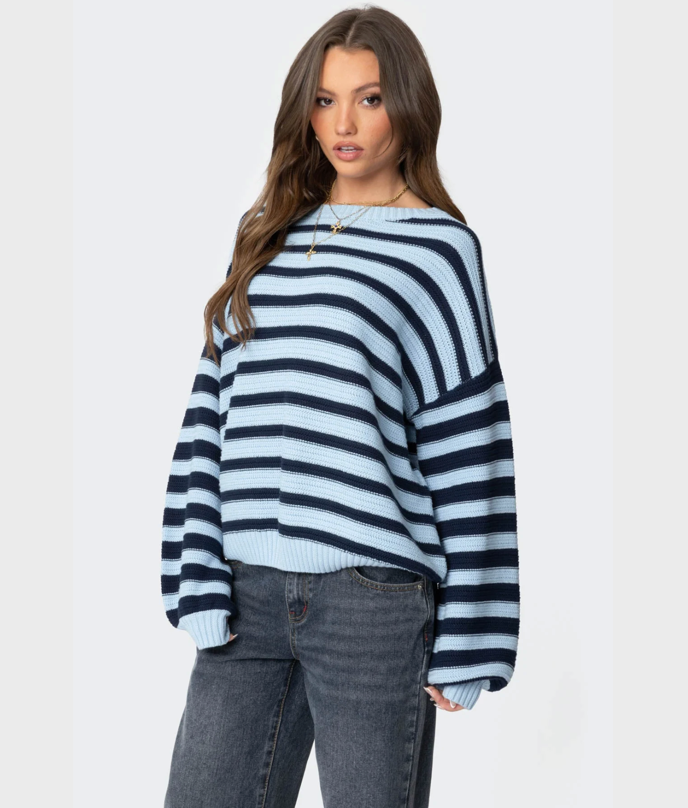 Oversized Striped Knit Sweater