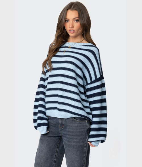 Oversized Striped Knit Sweater